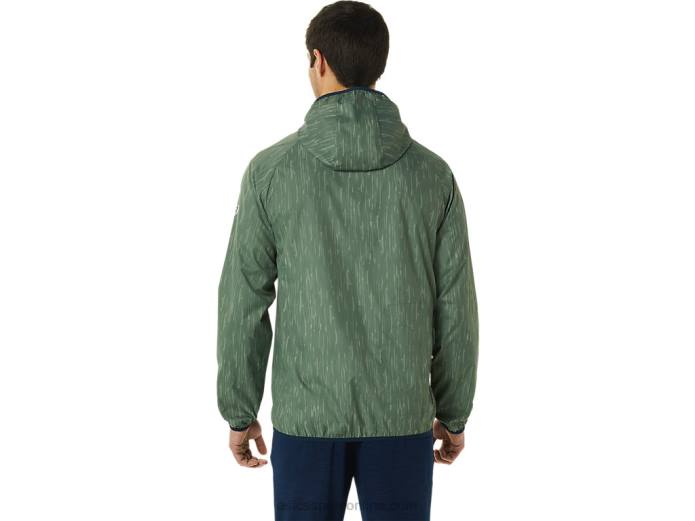 chaqueta plegable para hombre Asics 4L68793 estampado verde liquen/azul francés