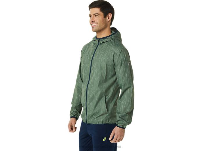 chaqueta plegable para hombre Asics 4L68793 estampado verde liquen/azul francés