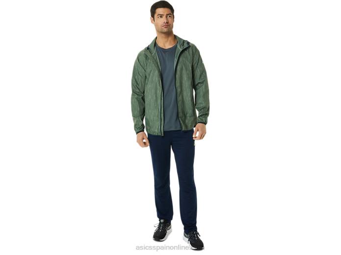 chaqueta plegable para hombre Asics 4L68793 estampado verde liquen/azul francés
