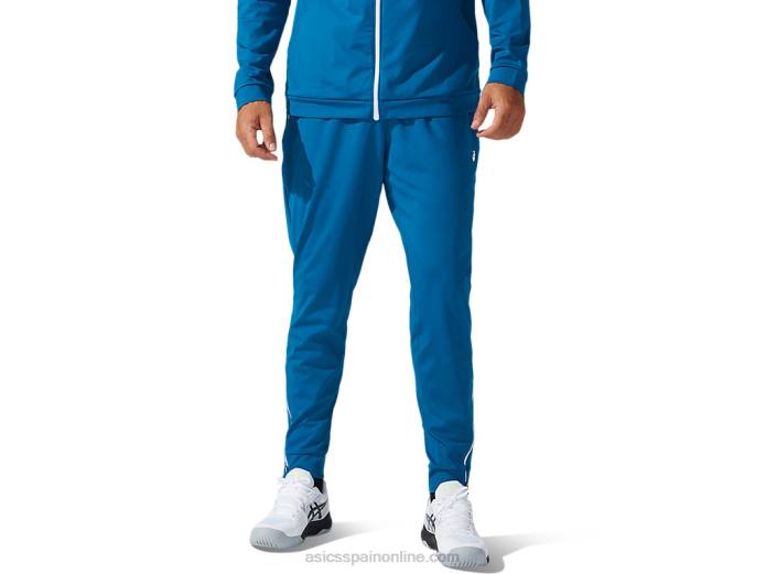 pantalón de chándal para hombre Asics 4L681808 verde azulado profundo/blanco brillante