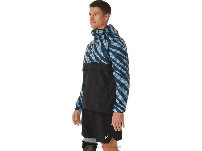 anorak de camuflaje salvaje para hombre Asics 4L681102 azul celeste/negro rendimiento
