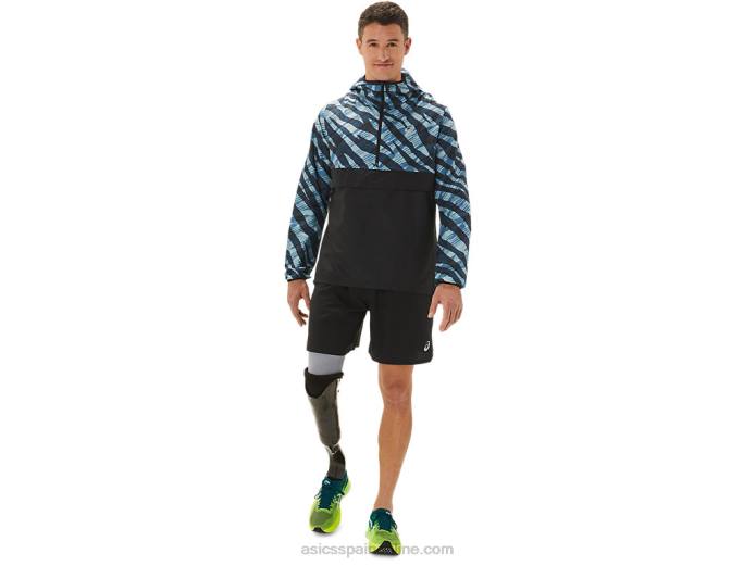 anorak de camuflaje salvaje para hombre Asics 4L681102 azul celeste/negro rendimiento