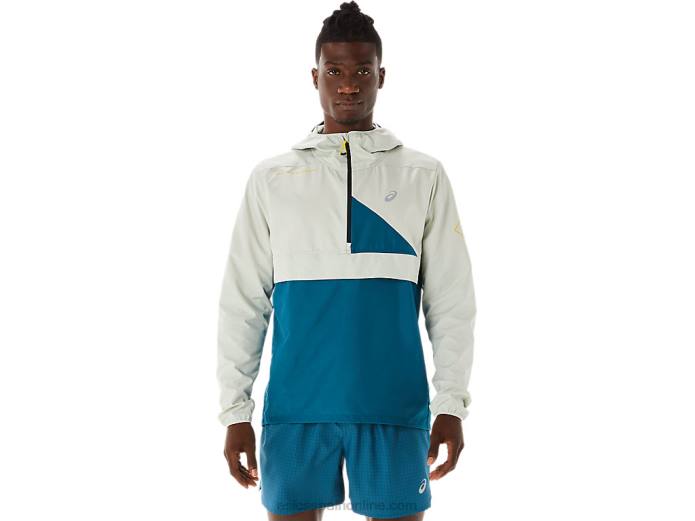 anorak fujitrail hombre Asics 4L68523 tinta verde azulado/salvia claro