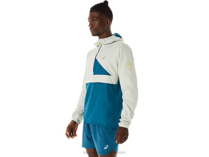 anorak fujitrail hombre Asics 4L68523 tinta verde azulado/salvia claro