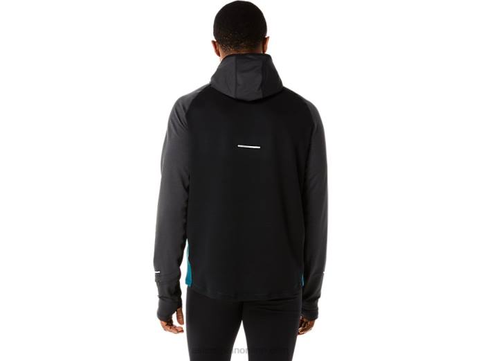 sudadera con capucha de manga larga de invierno para hombre Asics 4L68840 pino terciopelo jaspeado/negro