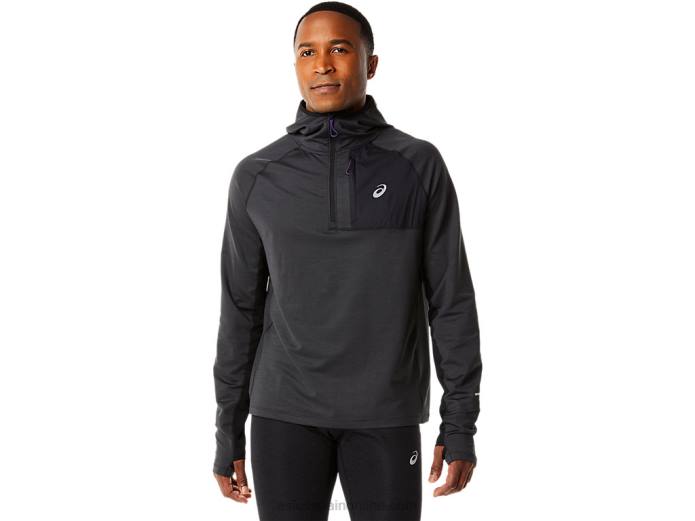 sudadera con capucha de manga larga de invierno para hombre Asics 4L68885 rendimiento negro brezo