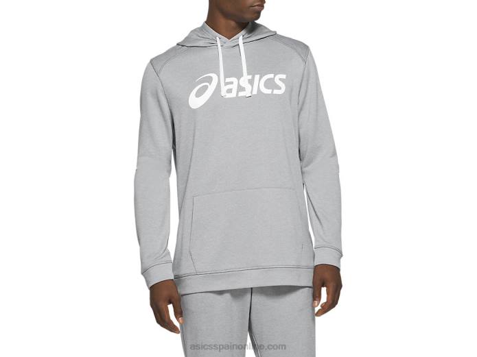 sudadera con capucha de rizo francés para hombre Asics 4L681971 yeso jaspeado/blanco