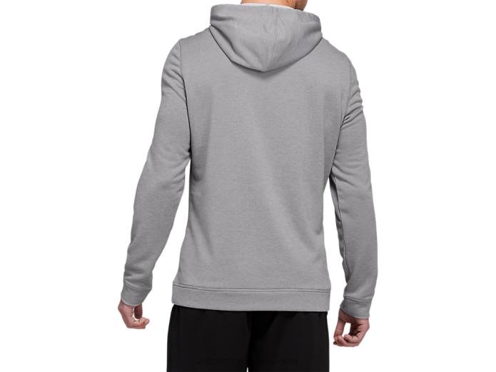sudadera con capucha de rizo francés para hombre Asics 4L681971 yeso jaspeado/blanco