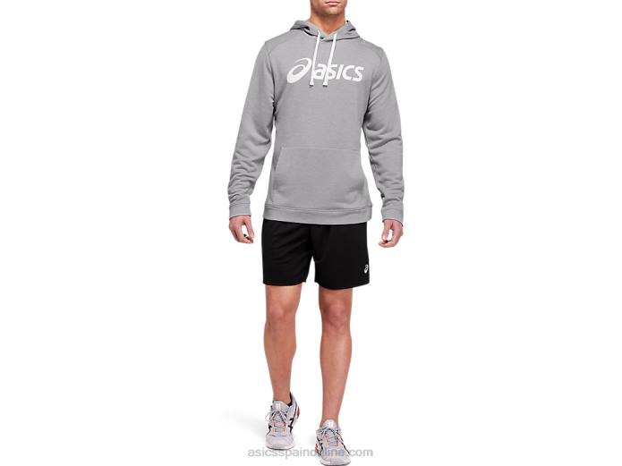 sudadera con capucha de rizo francés para hombre Asics 4L681971 yeso jaspeado/blanco