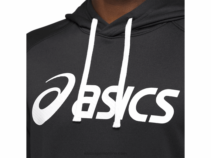 sudadera con capucha de rizo francés para hombre Asics 4L681985 rendimiento en blanco y negro