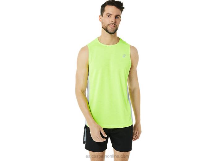 Camiseta de tirantes para hombre Train Sana Muscle. Asics 4L681372 verde peligro/gris piedmont