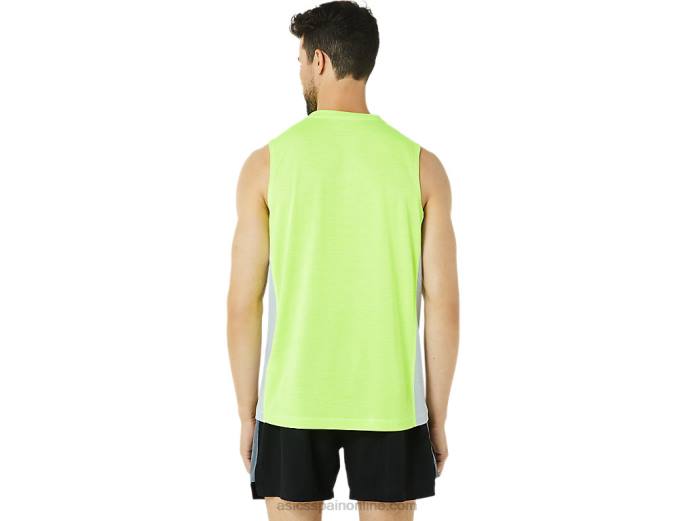 Camiseta de tirantes para hombre Train Sana Muscle. Asics 4L681372 verde peligro/gris piedmont