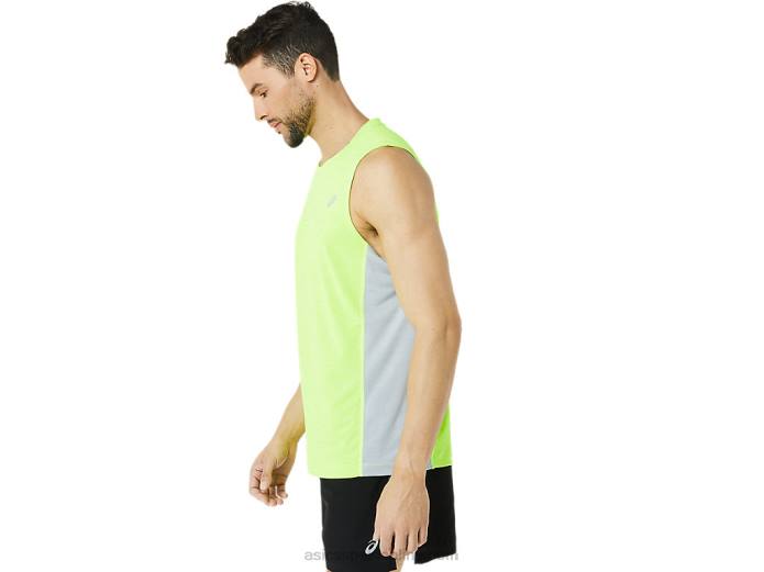 Camiseta de tirantes para hombre Train Sana Muscle. Asics 4L681372 verde peligro/gris piedmont