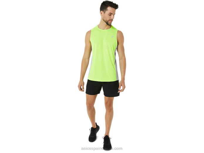 Camiseta de tirantes para hombre Train Sana Muscle. Asics 4L681372 verde peligro/gris piedmont