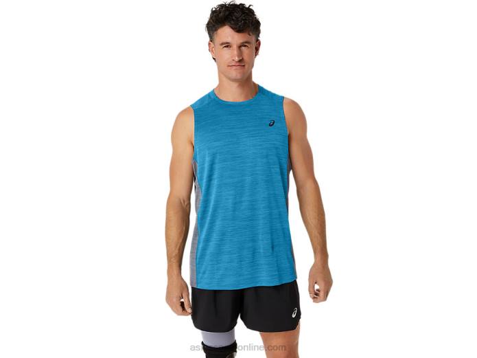 Camiseta de tirantes para hombre Train Sana Muscle. Asics 4L6817 isla azul/hoja de roca