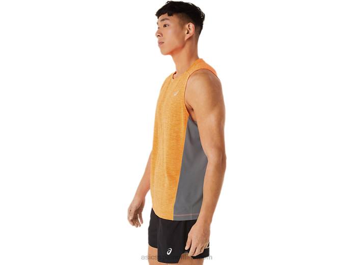 Camiseta de tirantes para hombre Train Sana Muscle. Asics 4L6818 pop naranja/rock de hoja