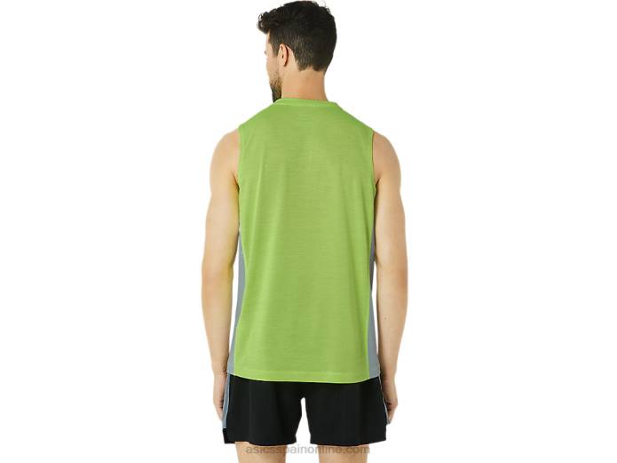 Camiseta de tirantes para hombre Train Sana Muscle. Asics 4L6843 ralladura de lima/hoja de roca