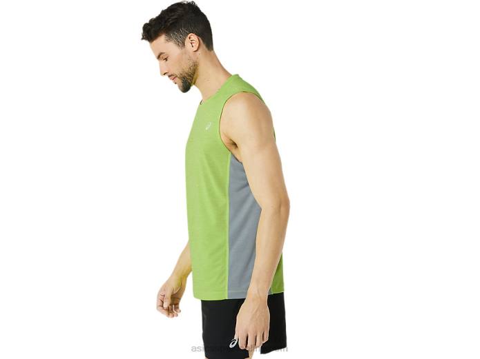Camiseta de tirantes para hombre Train Sana Muscle. Asics 4L6843 ralladura de lima/hoja de roca
