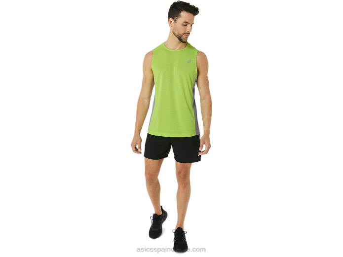 Camiseta de tirantes para hombre Train Sana Muscle. Asics 4L6843 ralladura de lima/hoja de roca