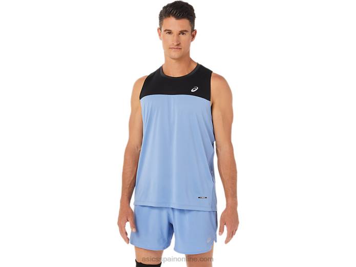 camiseta de carrera masculina Asics 4L681332 rendimiento armonía negro/azul