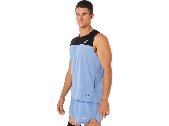 camiseta de carrera masculina Asics 4L681332 rendimiento armonía negro/azul