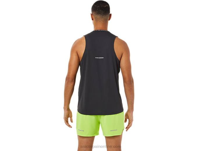 camiseta de carrera masculina Asics 4L681393 rendimiento negro/gris grafito