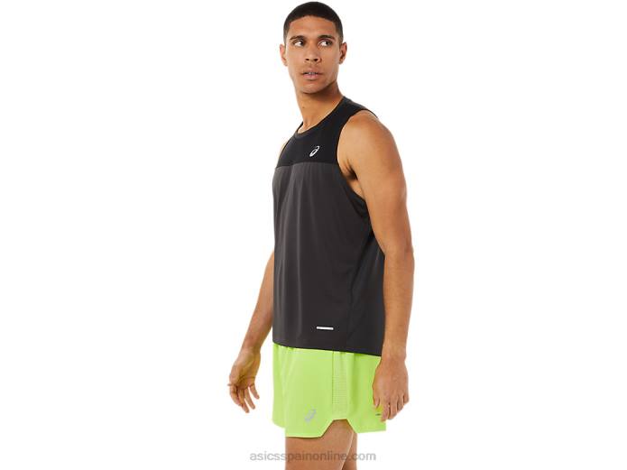 camiseta de carrera masculina Asics 4L681393 rendimiento negro/gris grafito