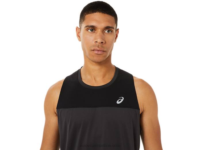 camiseta de carrera masculina Asics 4L681393 rendimiento negro/gris grafito