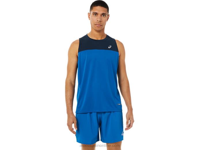 camiseta de carrera masculina Asics 4L681404 unidad de azul francés/lago