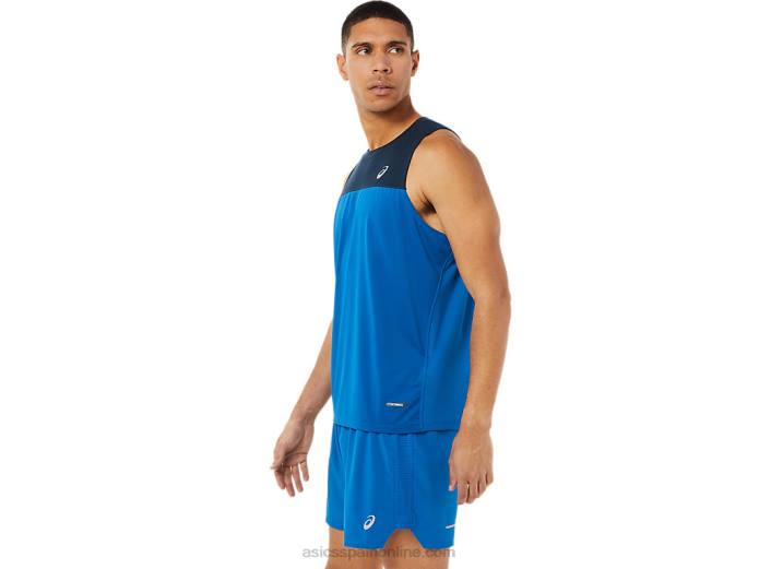 camiseta de carrera masculina Asics 4L681404 unidad de azul francés/lago