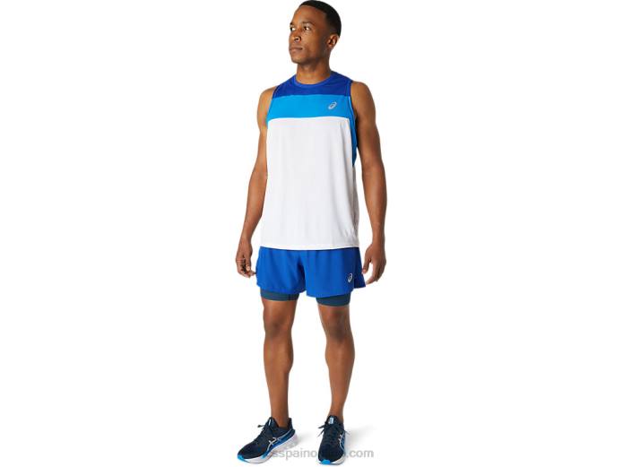 camiseta de carrera masculina Asics 4L681746 blanco brillante/azul mónaco