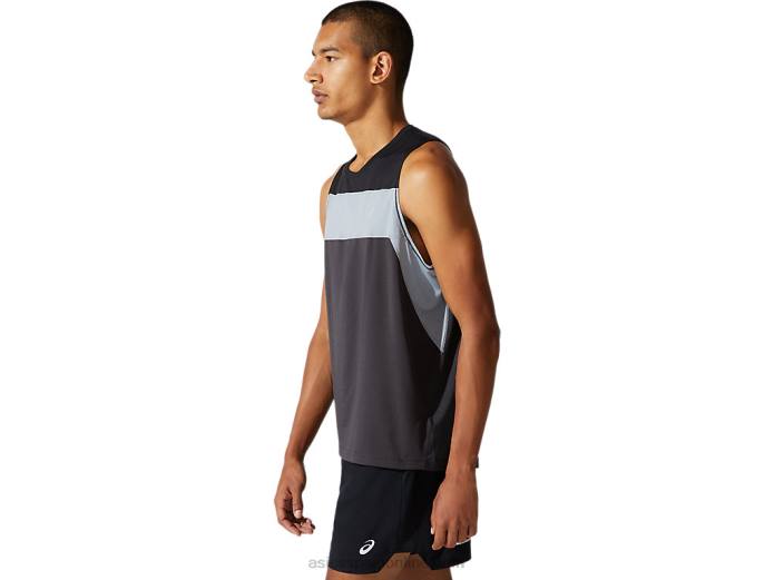 camiseta de carrera masculina Asics 4L681982 gris grafito/negro rendimiento