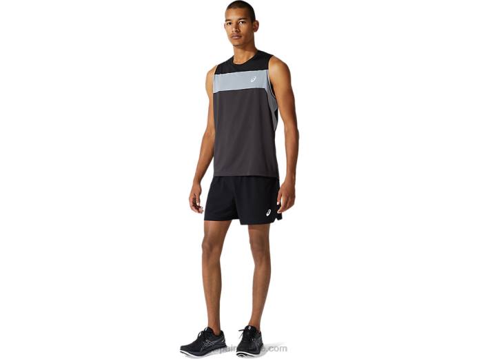 camiseta de carrera masculina Asics 4L681982 gris grafito/negro rendimiento