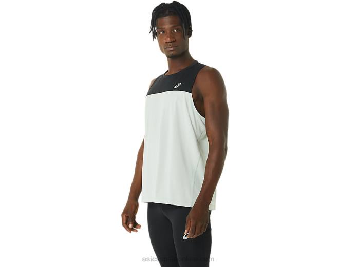 camiseta de carrera masculina Asics 4L68375 rendimiento negro/salvia claro