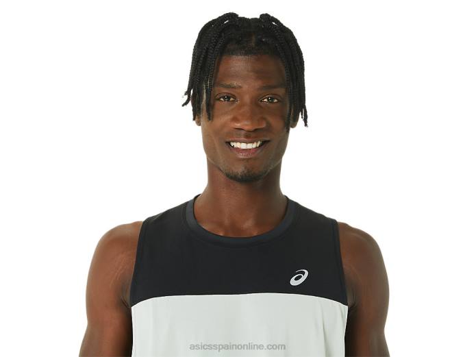 camiseta de carrera masculina Asics 4L68375 rendimiento negro/salvia claro