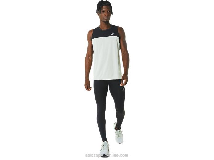 camiseta de carrera masculina Asics 4L68375 rendimiento negro/salvia claro
