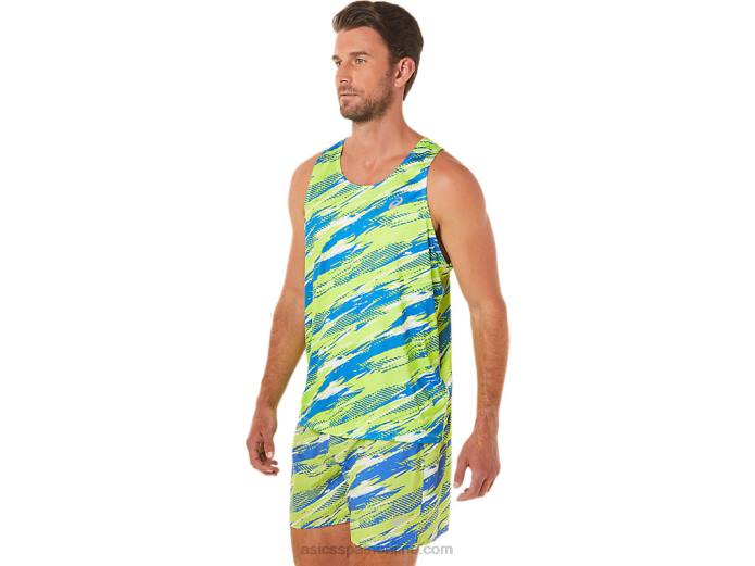 camiseta de inyección de color para hombre Asics 4L681432 peligro verde