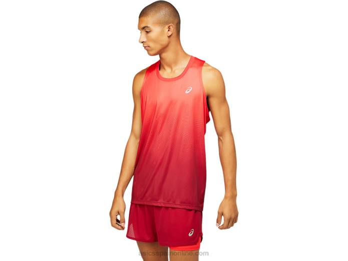 camiseta kasane para hombre Asics 4L681798 rojo eléctrico/burdeos