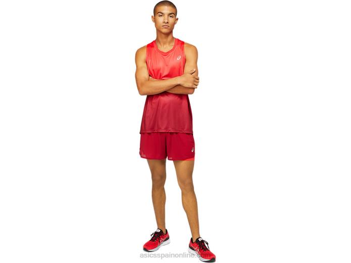 camiseta kasane para hombre Asics 4L681798 rojo eléctrico/burdeos