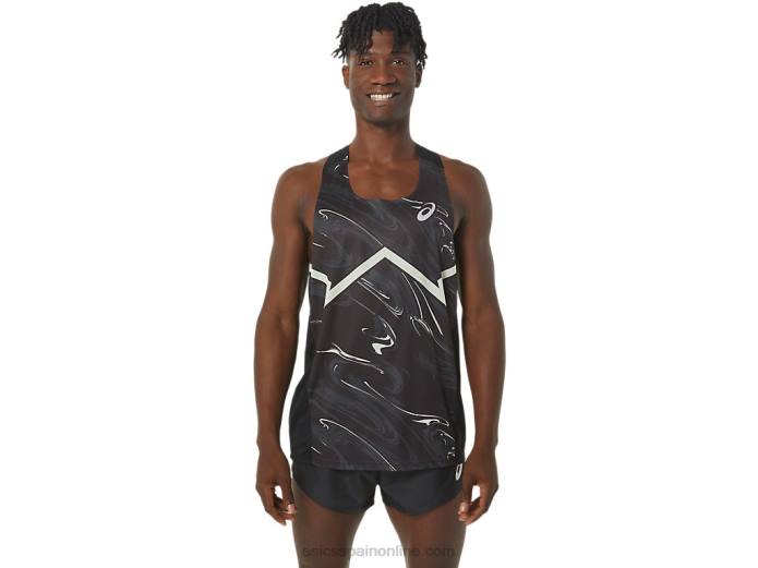 camiseta ligera cj-line para hombre Asics 4L68245 rendimiento negro/verde susurro