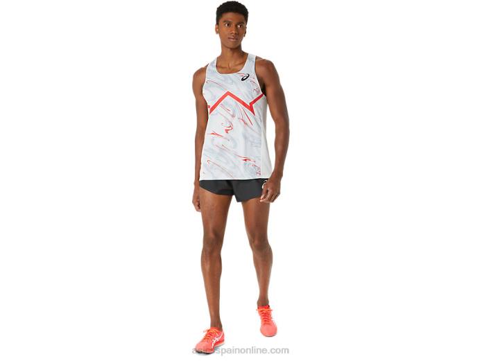 camiseta ligera cj-line para hombre Asics 4L68276 gris glaciar/rojo eléctrico