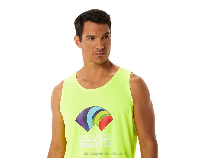camiseta sin mangas ready-set ii wch para hombre Asics 4L681290 amarillo de seguridad