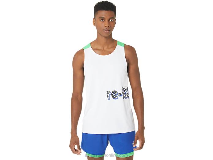 nueva camiseta de tirantes reutilizada fuerte para hombre Asics 4L6830 blanco/pista