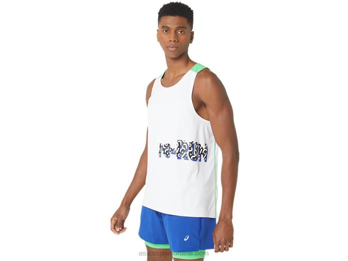 nueva camiseta de tirantes reutilizada fuerte para hombre Asics 4L6830 blanco/pista