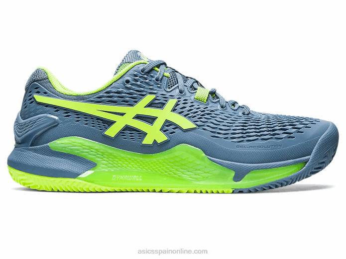 gel-resolución 9 arcilla Asics 4L68398 azul acero/verde peligro