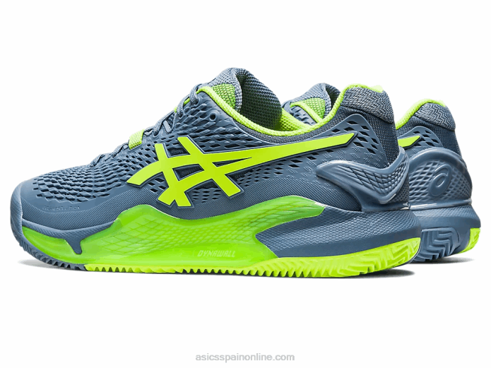 gel-resolución 9 arcilla Asics 4L68398 azul acero/verde peligro