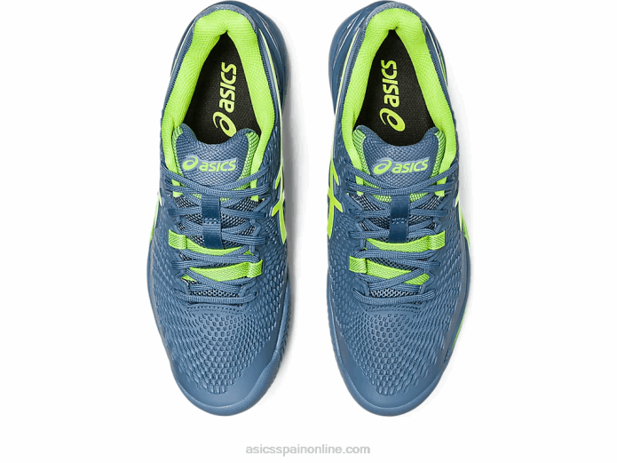 gel-resolución 9 arcilla Asics 4L68398 azul acero/verde peligro