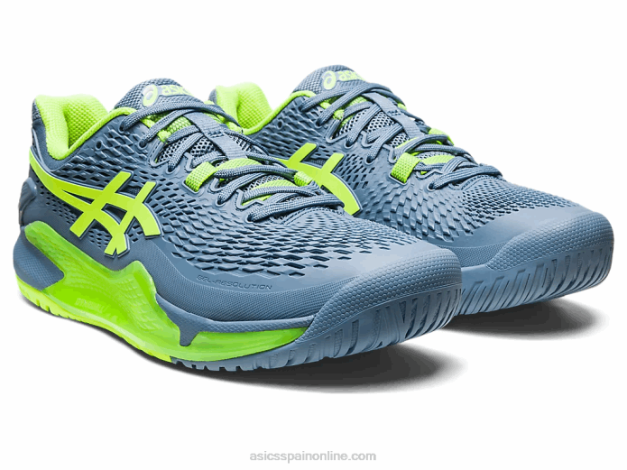 resolución de gel 9 de ancho Asics 4L68364 azul acero/verde peligro