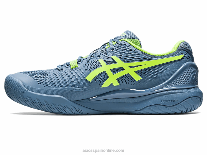 resolución de gel 9 de ancho Asics 4L68364 azul acero/verde peligro
