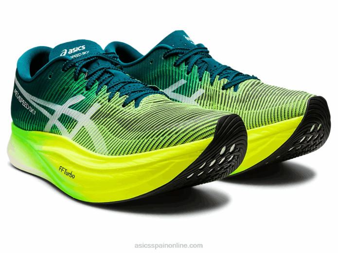 cielo de metavelocidad+ Asics 4L681254 pino terciopelo/amarillo seguridad